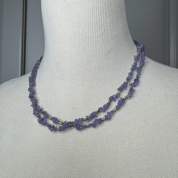 Doug Paulus Sterling Tanzanite Double Strand Necklace | Adjustable Up to 20" | V - Picture 4 of 8